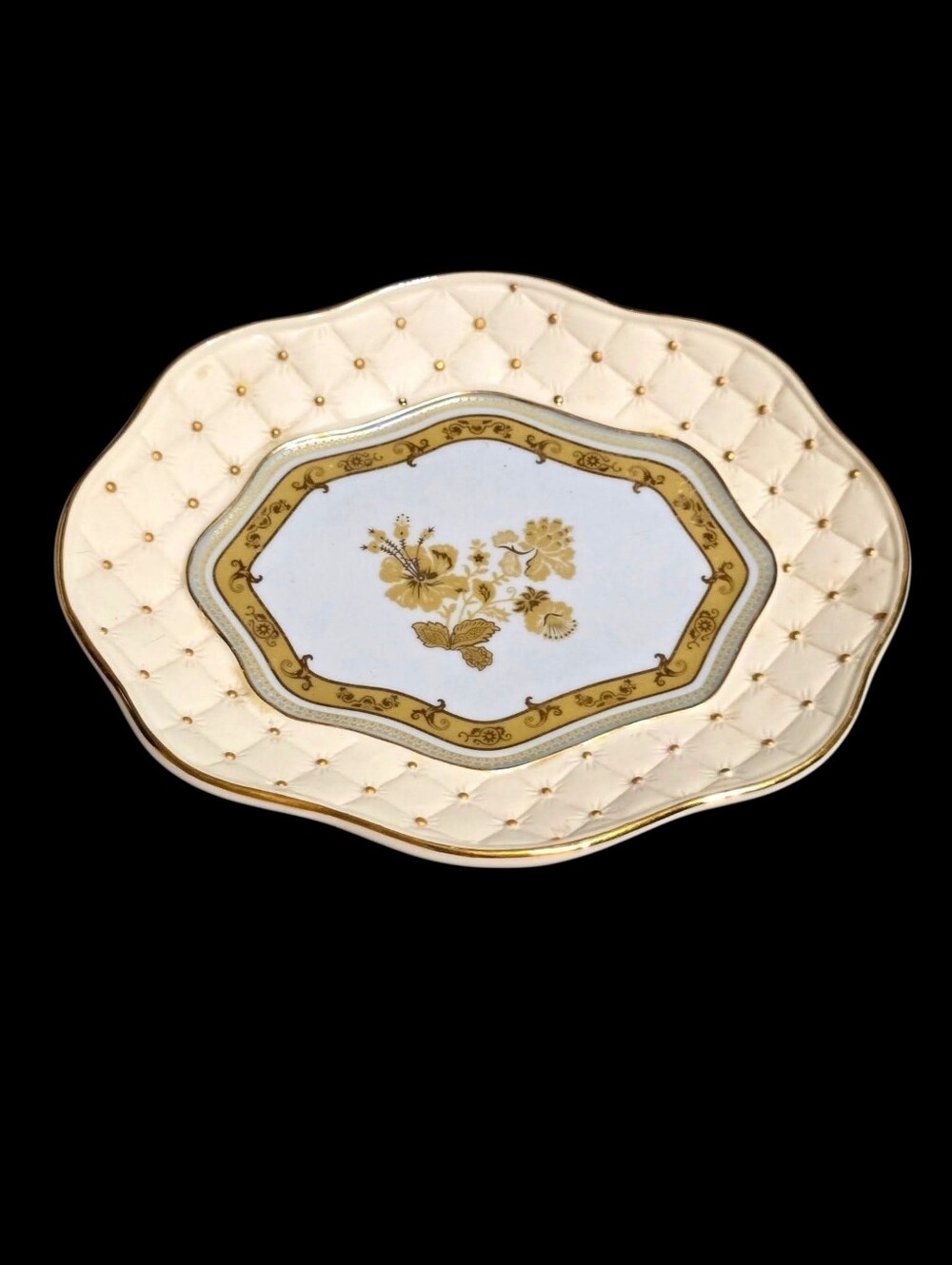Vintage | Cream and Gold Decorative Trinket Trays - Set Of 2